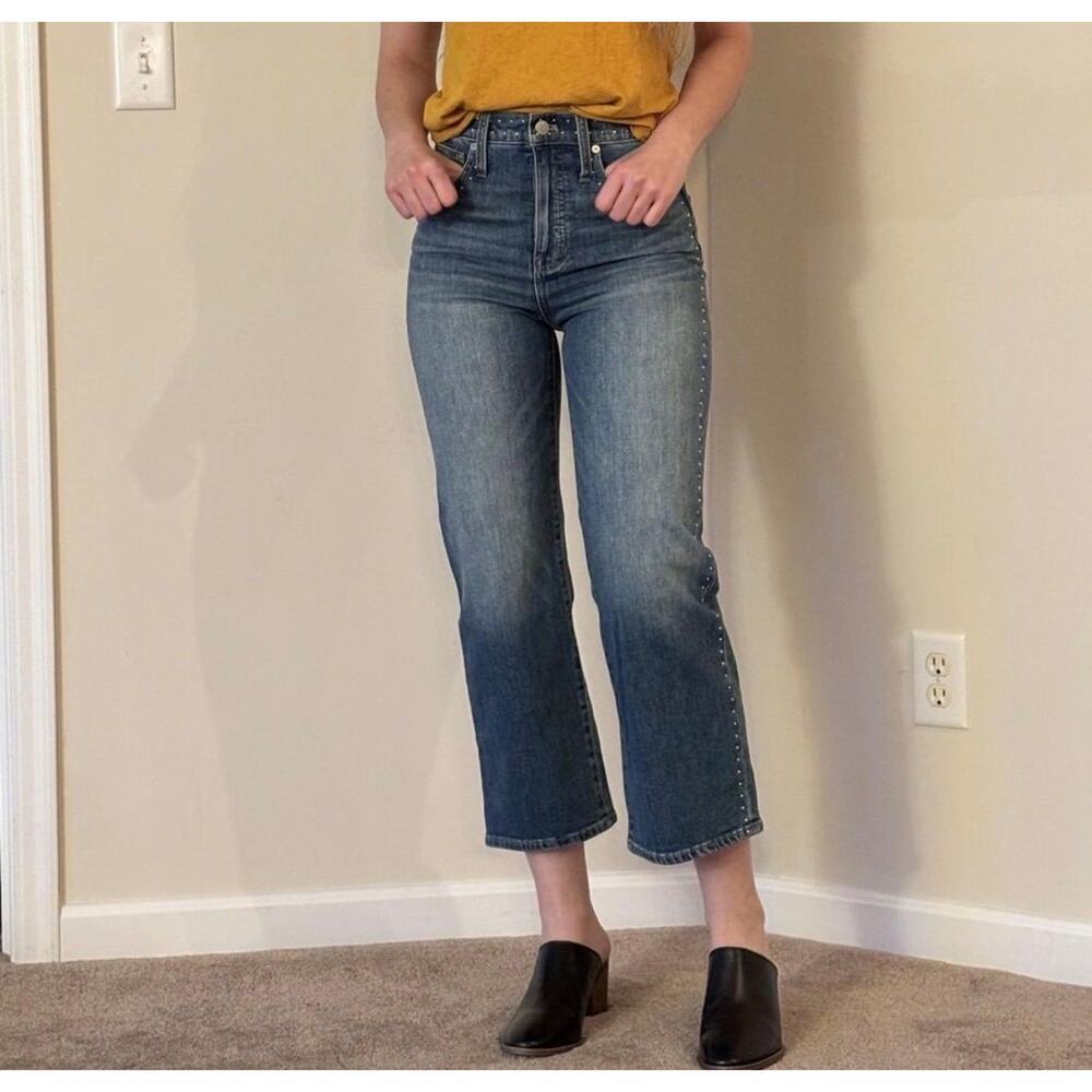 Madewell Wide-Leg Crop Stud Jeans Sz 30 - Picture 3 of 3